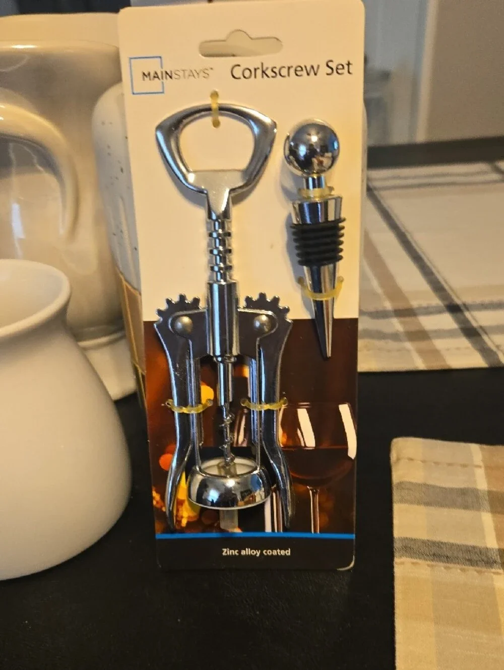 Mainstays Silver Tone Wing Corkscrew and Bottle Stopper Set🩶 NEW
